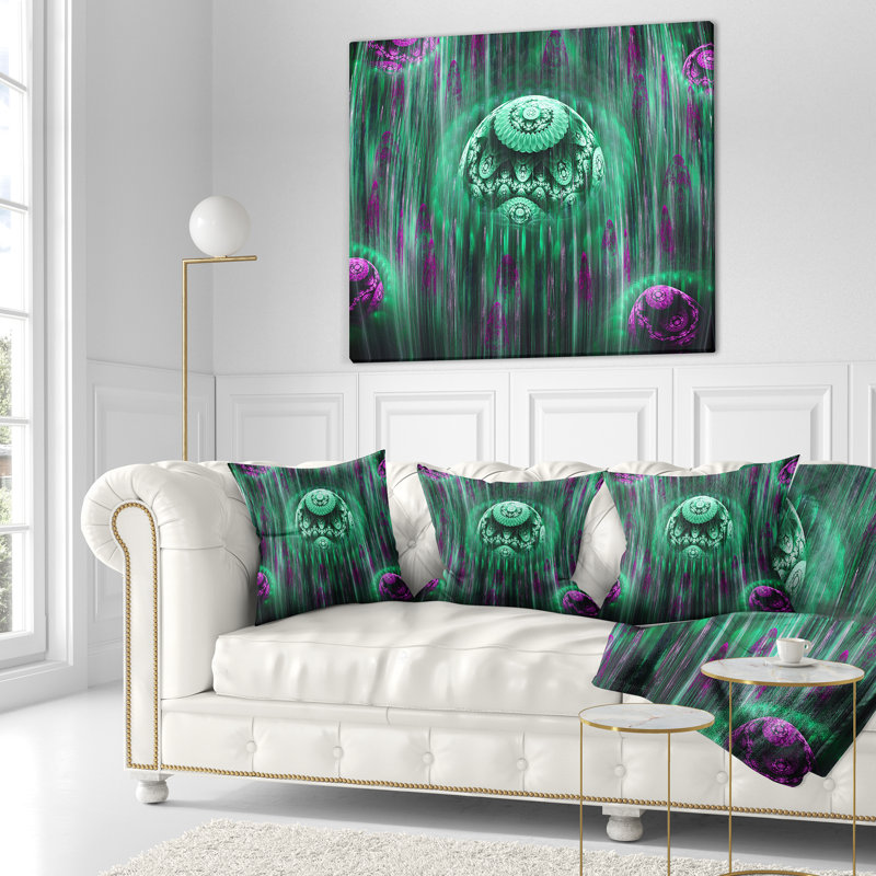 World of Infinite Universe - Coussin imprimé abstrait, 18 po x 18 po, Vert / mauve