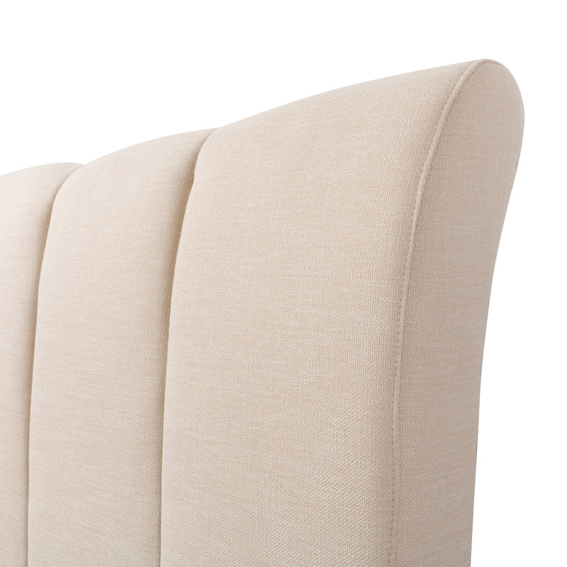 Lit tapissier standard capitonné Brodeur, Double, Crème
