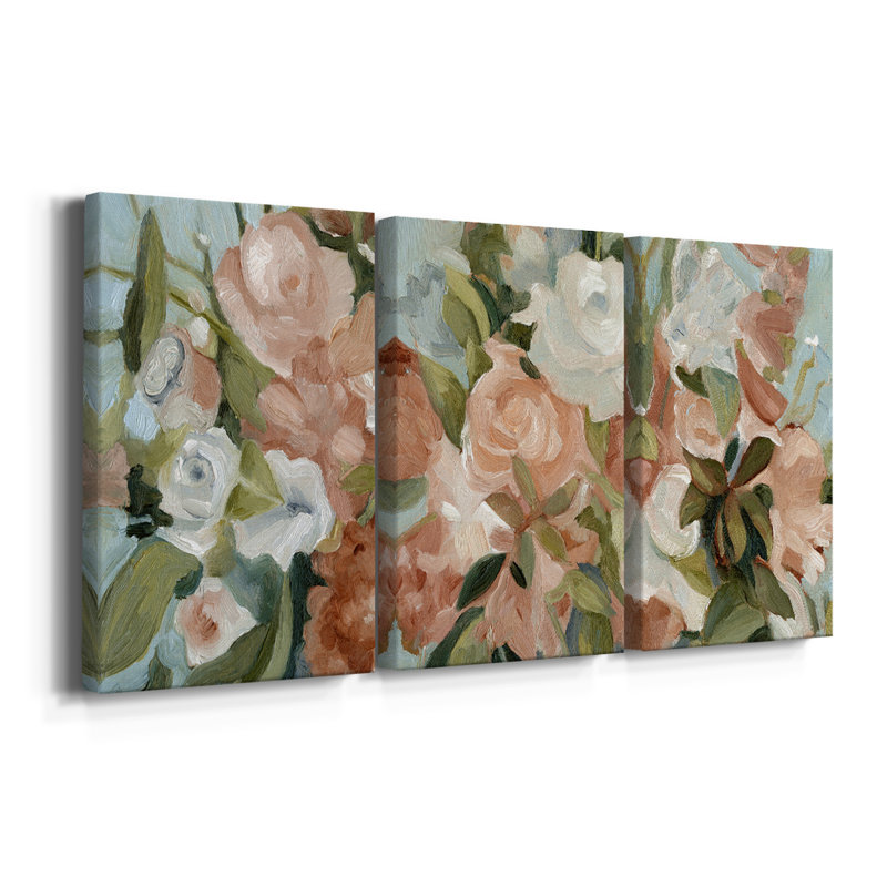 Bouquet Scatter II - Toile tendue avec châssis sur mesure - 3 pièces, H 12 po x l 24 po