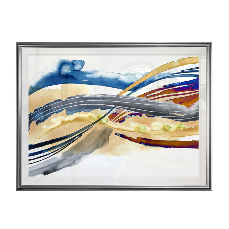« soundwaves ii », reproduction, H 20 po x l 24 po x P 1,5 po, Cadre argenté