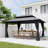 D Double Roof Hardtop Aluminum Patio Gazebo with Netting and Curtains-125469717-125469718-125469722