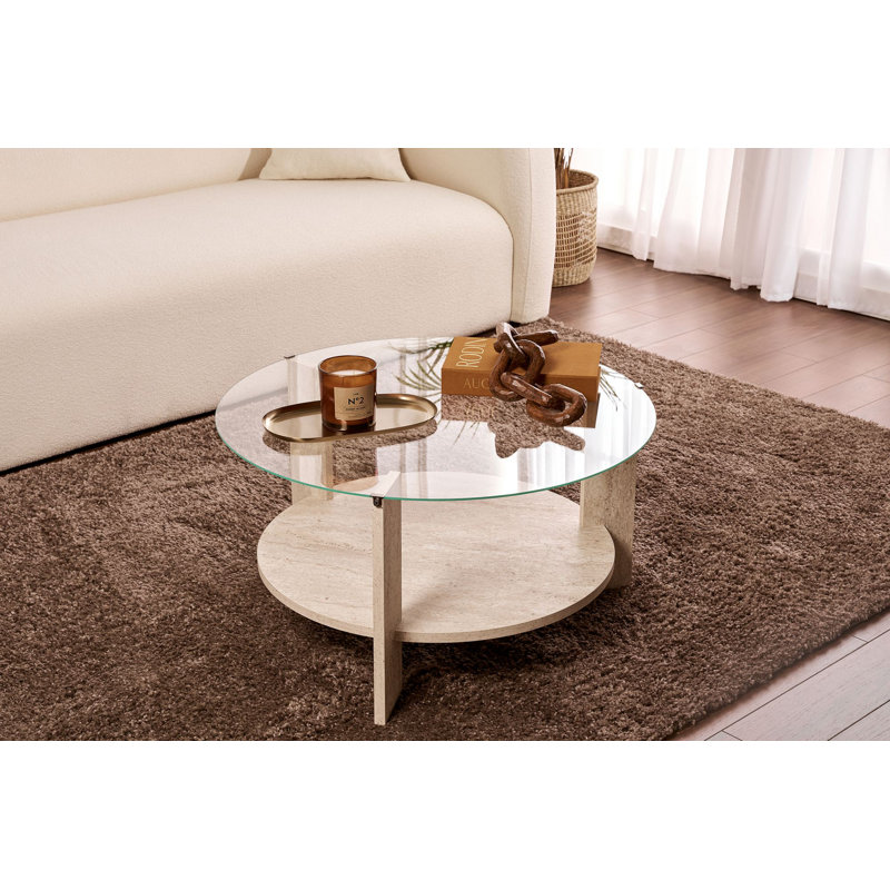 Table basse moderne avec plateau 100% verre trempé, 29,5 po x 15,7 po x 29,5 po | Structure durable en panneau de particules enduit 100% mélamine, épaisseur: 0,7 pouce | Conception élégante, parfaite pour le salon et les espaces contemporains, capaci