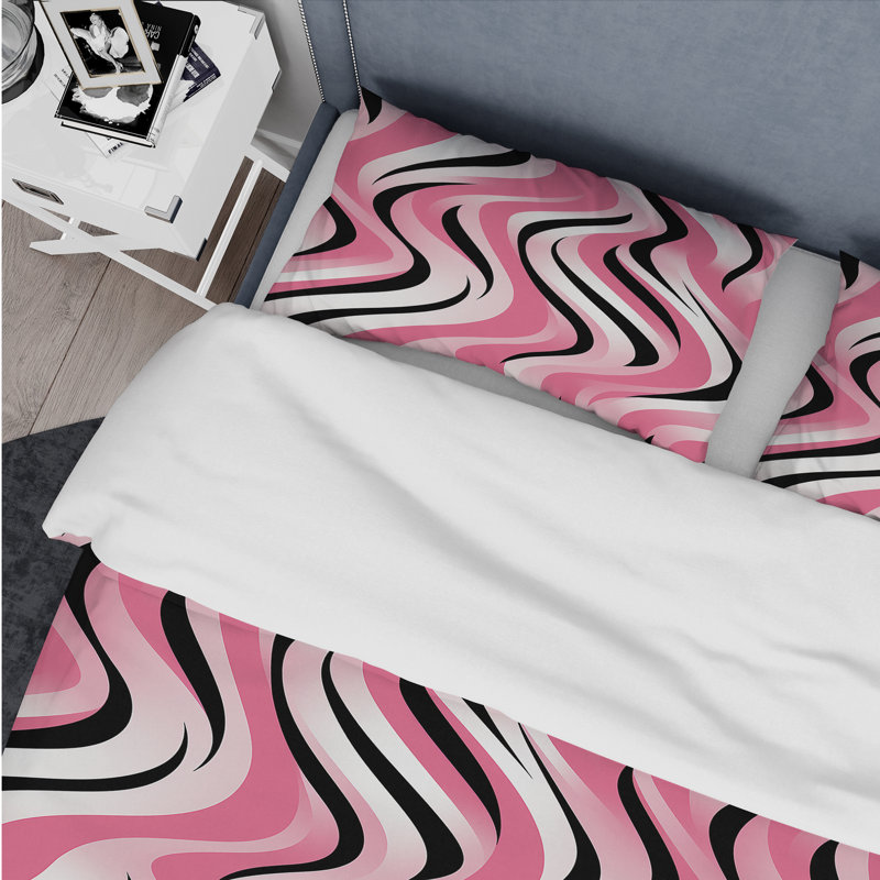 Literie rose zèbre, Housse de couette simple + 1 taie décorative stan