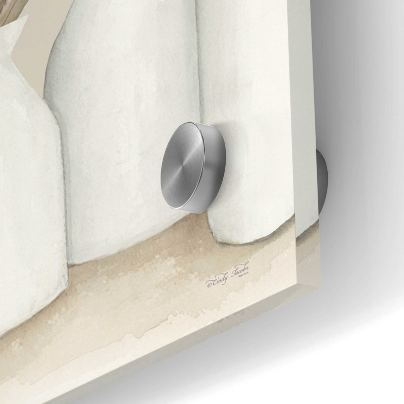 «Ivory Vases in a Row» par Cindy Jacobs, art mural en verre acrylique, H 12 po x l 36 po x P 0,2 po