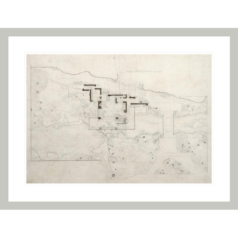 Edgar J. Kaufmann House Fallingwater" Mill Run PA" by Frank Lloyd Wright - Framed Giclee Print, 22.54" H x 29.5" W
