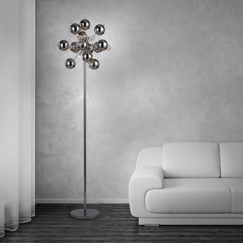 Antionette 167cm Novelty Floor Lamp, Chrome/Clear