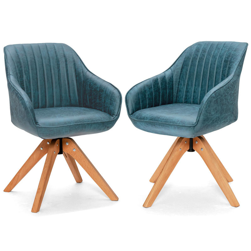 Iridessa Faux Leather Swivel Armchair, Blue Faux Leather