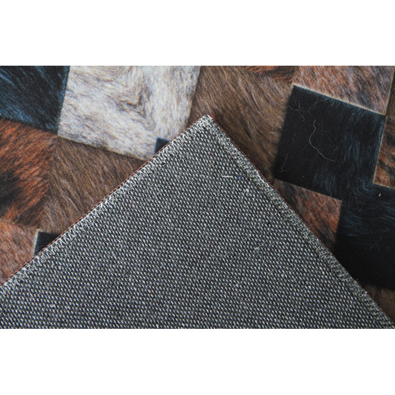 Faux Cowhide Digital Printedpatchwork Heirloom Frescoes Contemporary Indoor Area Rug Cotton Canvas Backing (4'' X 6'')