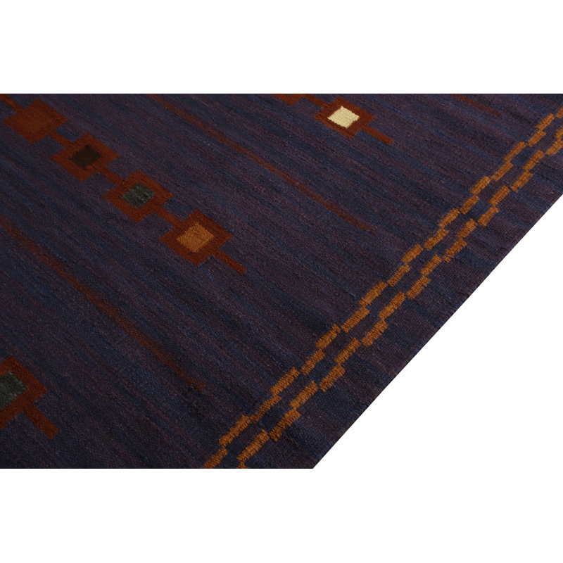 Scandinavian Hand Knotted Wool Geometric Area Rug, Rectangle 14' x 20'