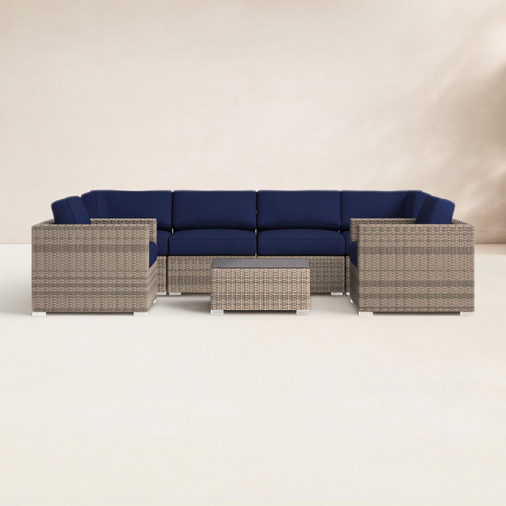 Franke 6-Person Sunbrella® Patio Seating Group, Canvas Navy Sunbrella® Canvas