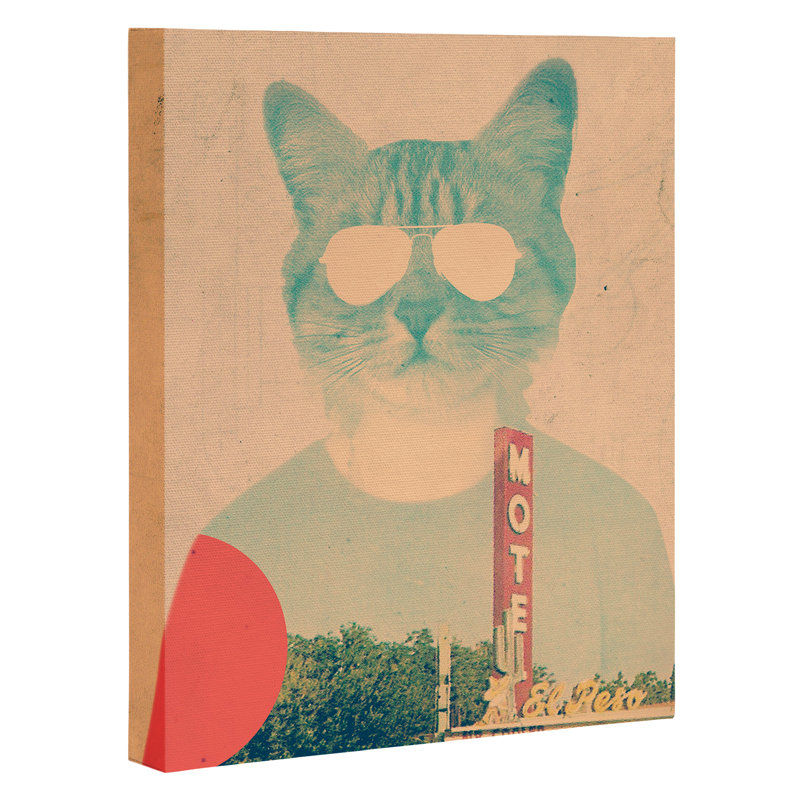 «Cool Cat» par Ali Gulec, reproduction d'art graphique sur toile tendue, H 10 po x l 8 po x P 1 po, Toile