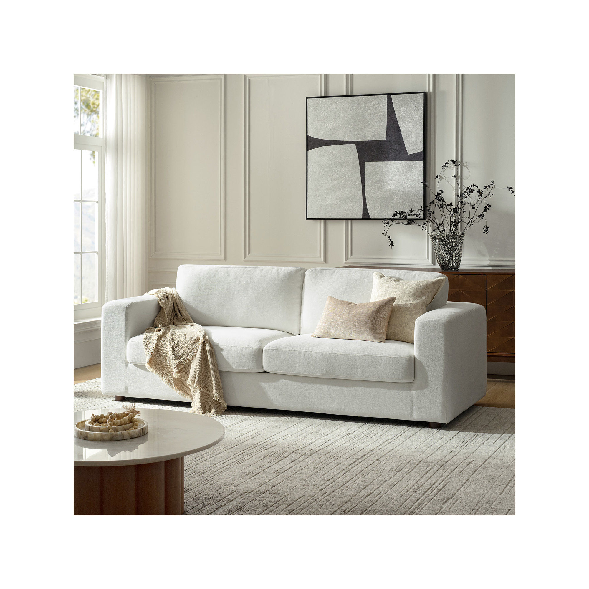 Carley Slipcovered Sofa, Ivory