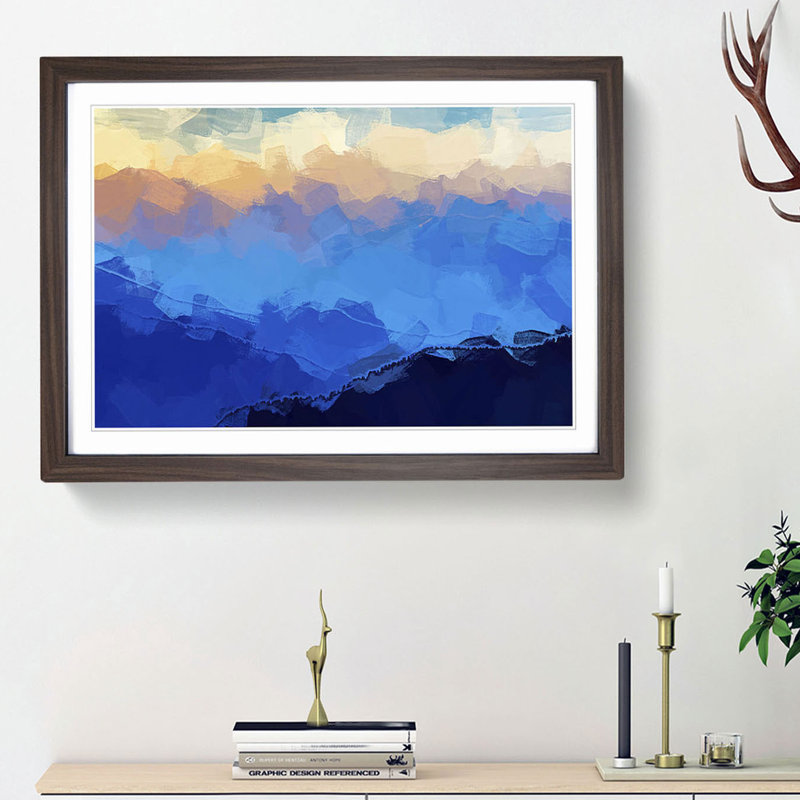 Mist over the Mountains - Picture Frame Graphic Art Print, 48cm H x 65cm W x 2cm D, Walnut Framed