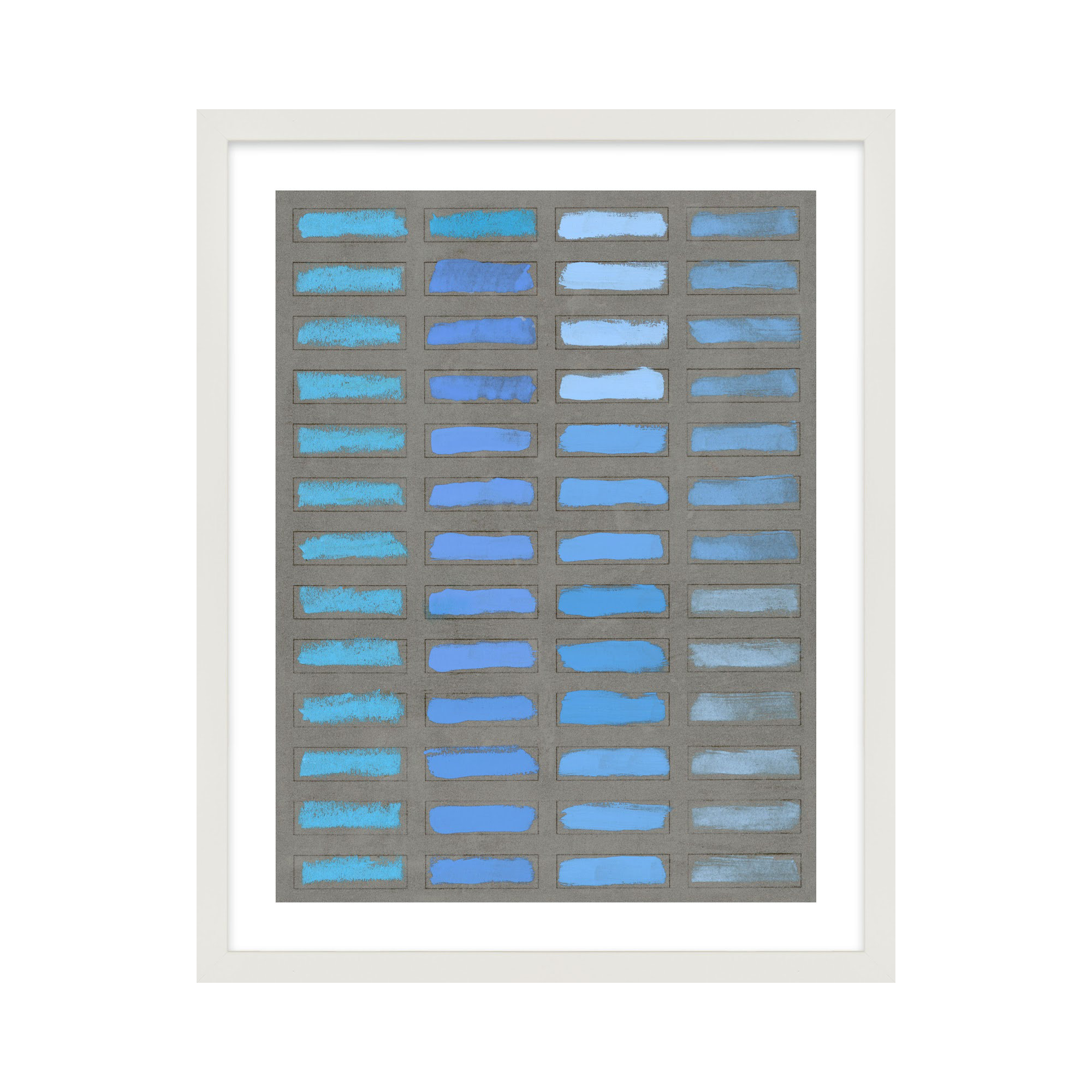 The Blues 1 by Jacques Pilon, 20" H x 16" W x 1.25" D, White Framed