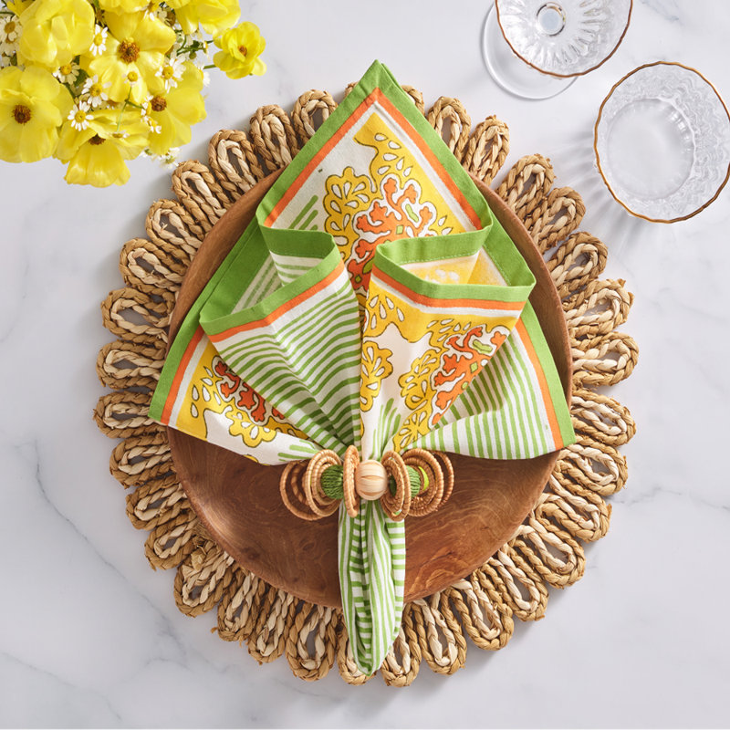Filigree Napkin, White/Yellow/Green