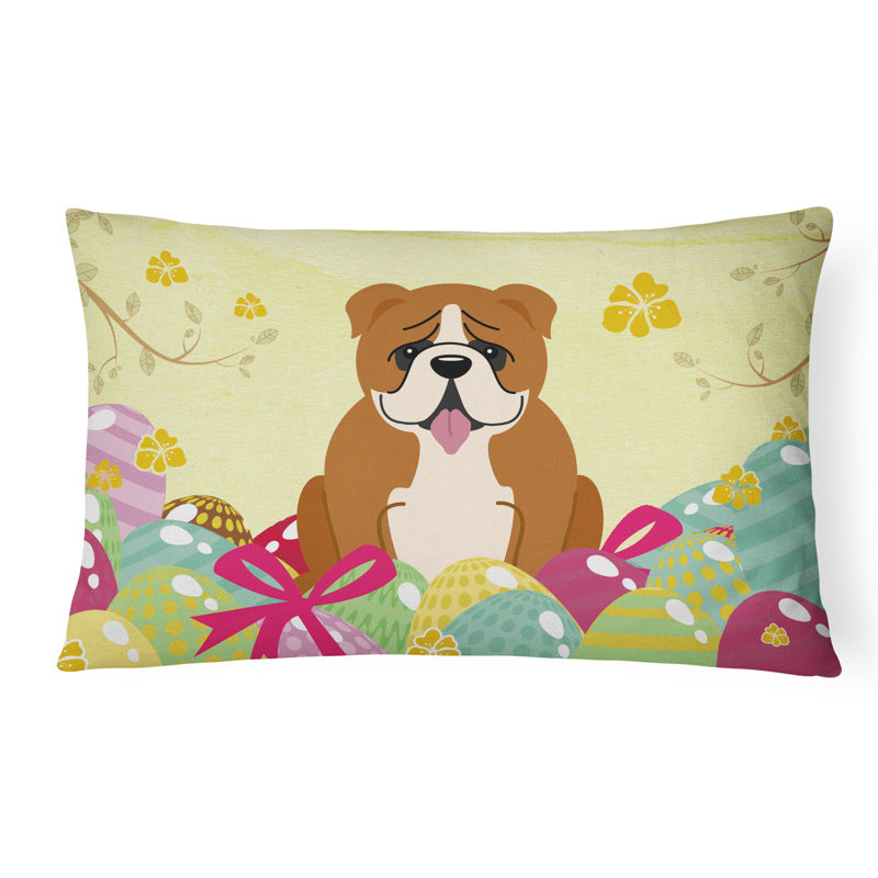 Coussin lombaire rectangulaire anglais bouledogue de pâques, Brun / Blanc
