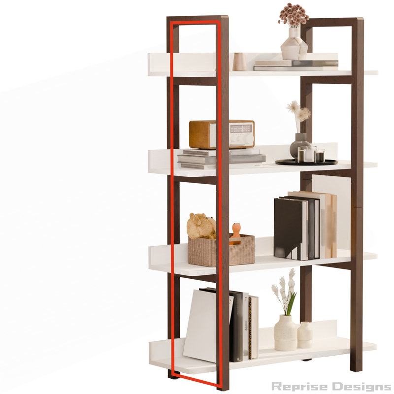 Bibliothèque Multifuction avec cadre en bois massif, Noyer