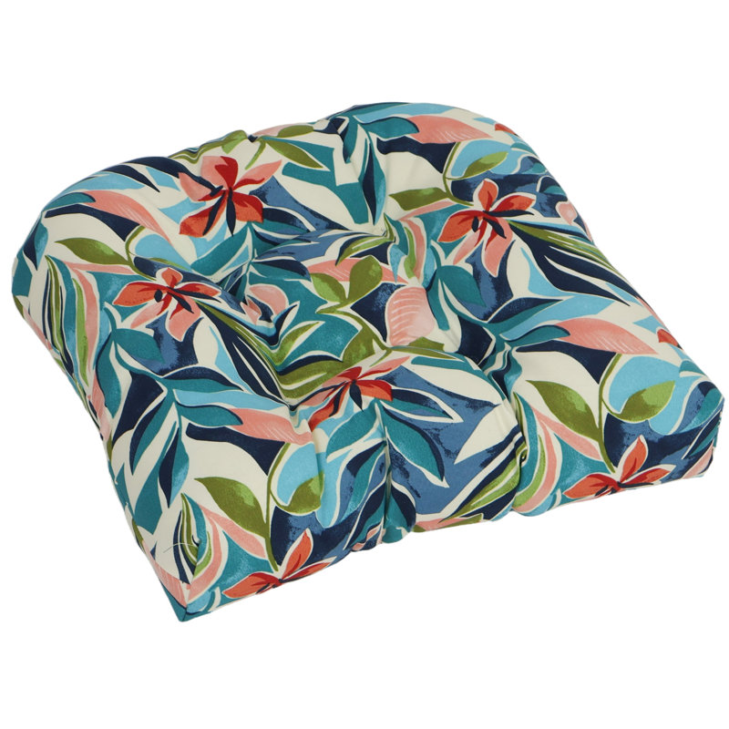Coussins de chaise d'extérieur à dossier arrondi 19 pouces (ensemble de 2), Ivoire / bleu / floral multi Somap