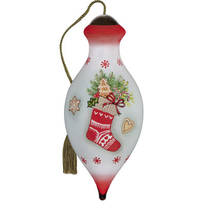 Ne’Qwa Art Gingerbread Christmas Hand-Painted Blown Glass Ornament