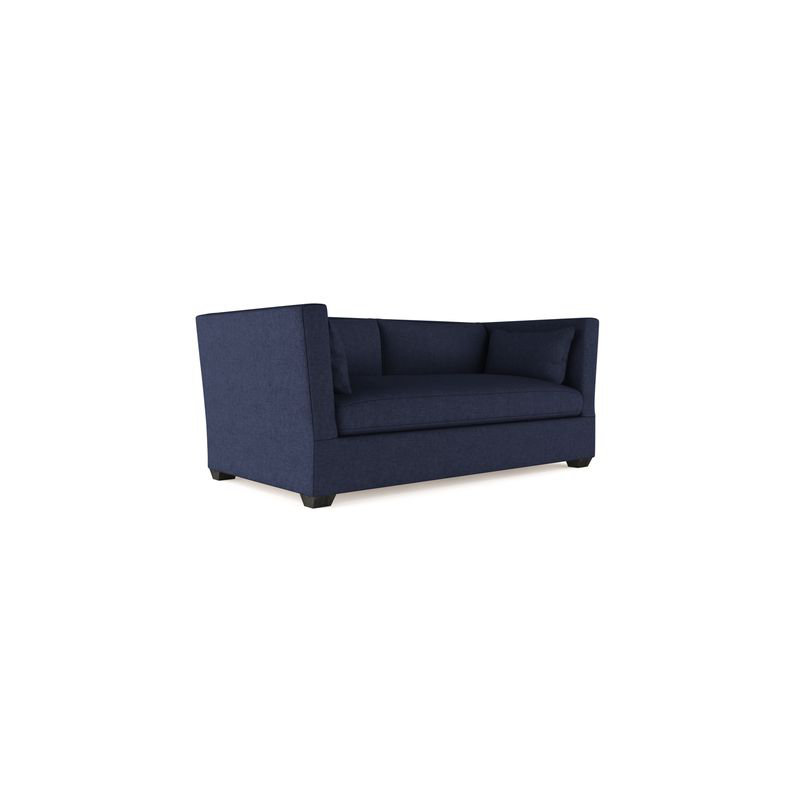Rivington Flare Square Track-Arm Loveseat, Box Weave Linen Alabaster, 31" H x 72" W x 37" D, Ebony