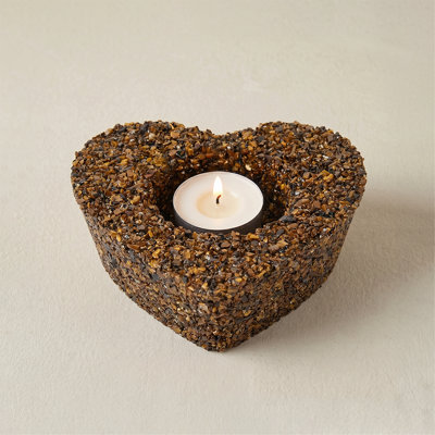 Véritable porte-bougie en forme de cœur en véritable pierre précieuse - jaspe rouge, péridot ou œil de tigre - décoration romantique pour la chambre à coucher, la salle de bain et le centre de table de mariage