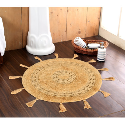 Panaite 100% Cotton Non-Slip Bath Rug Boho style Tassle rugs