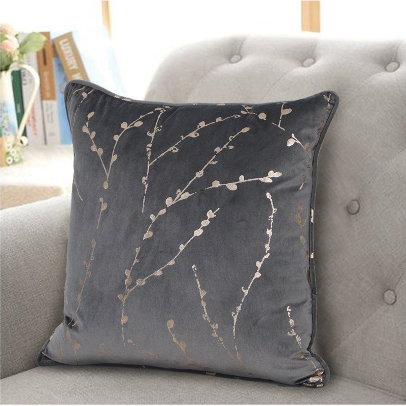 Floral Square Cushion, Grey