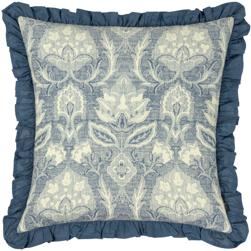 Floral Square Throw Cushion, French Blue