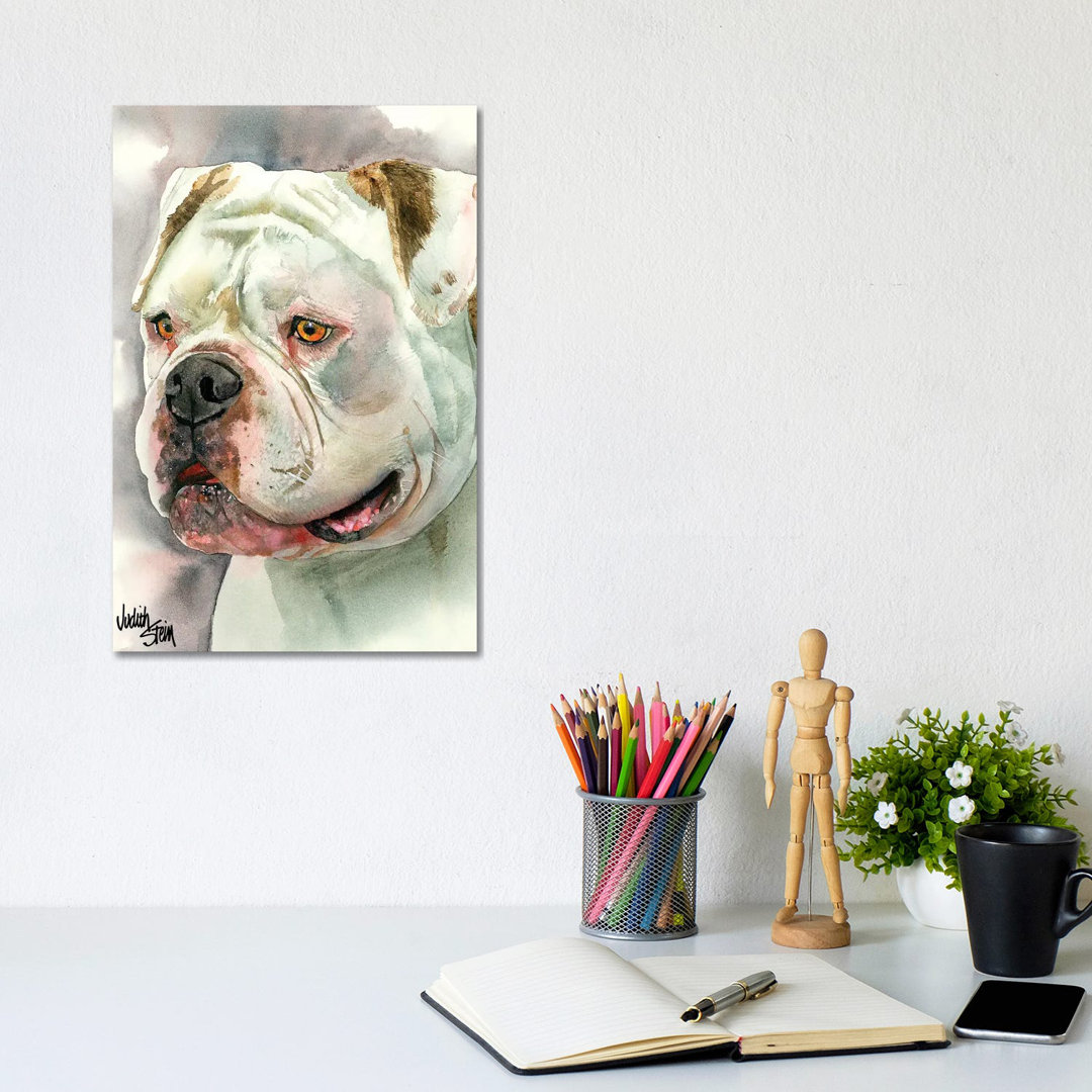 Bear With Me - American Bulldog by Judith Stein - Wrapped Canvas Painting