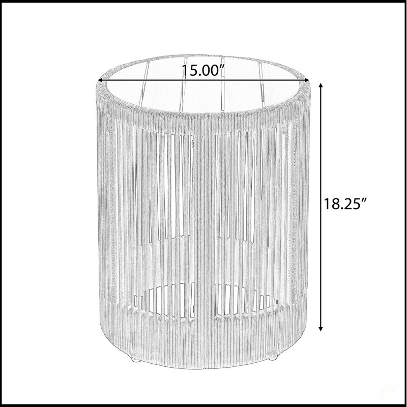 Table d'appoint pour l'extérieur en corde de rotin et bois d'acacia, Brun / gris