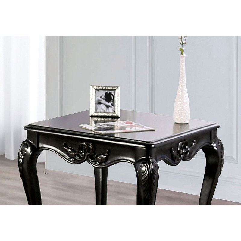 1 table de bout carrée de style traditionnel avec pieds incurvés en bois massif