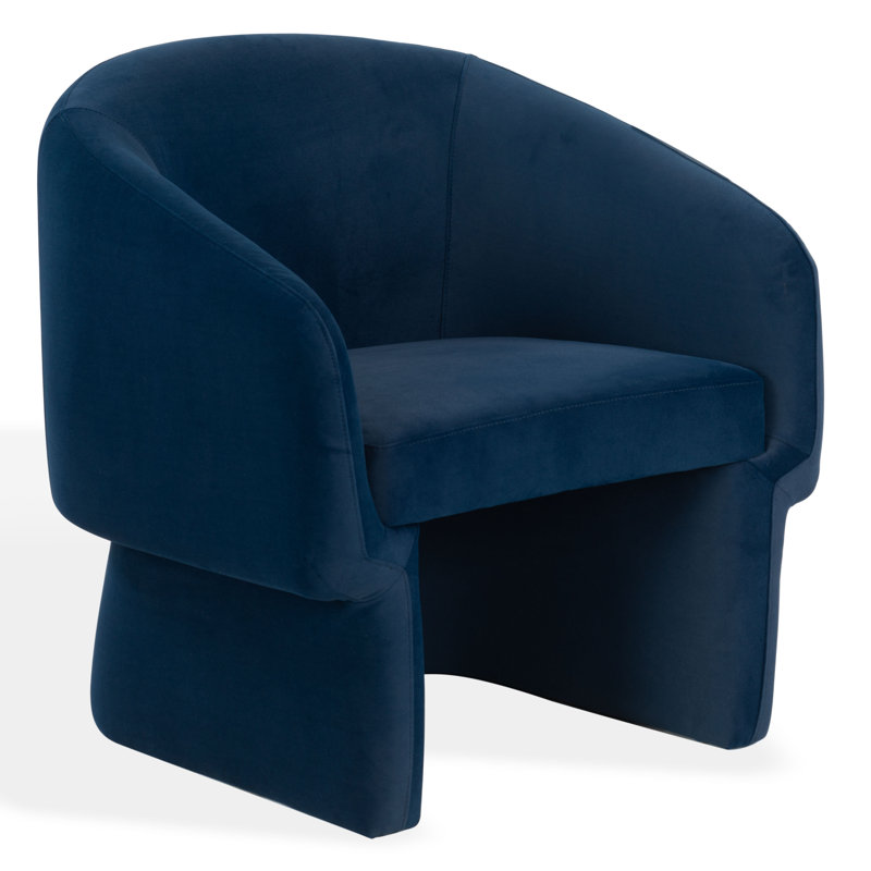 Mia Upholstered Wide Barrel Chair, Navy Velvet