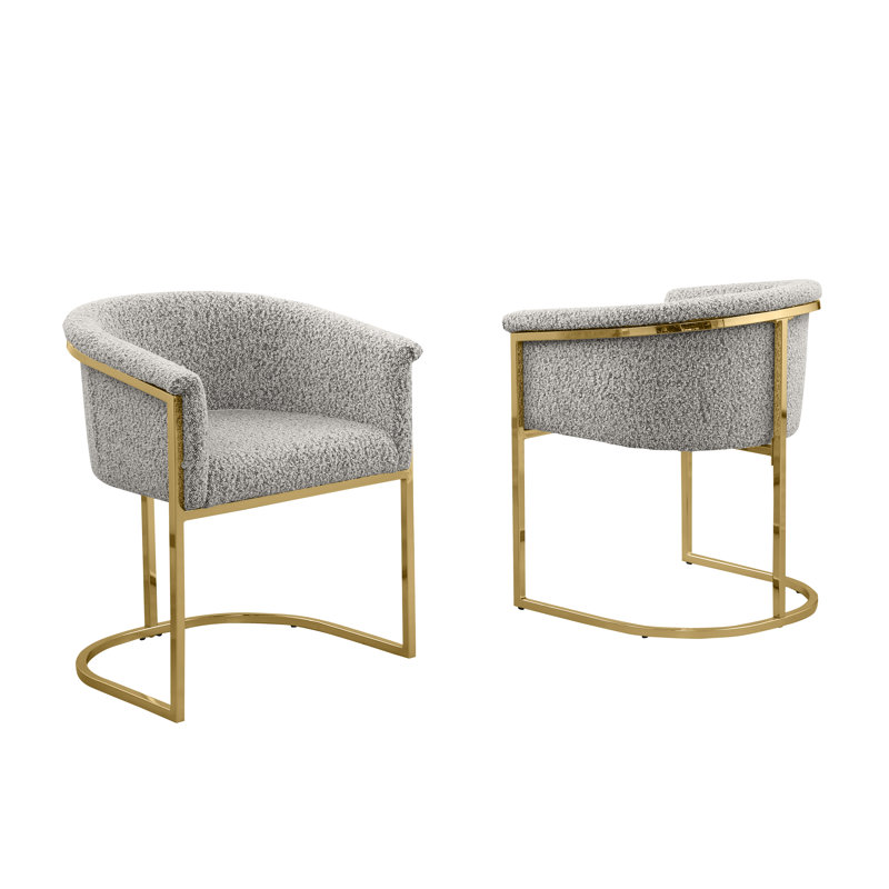 Chaises d'appoint en tissu avec base Boucle, Gris riche, Or