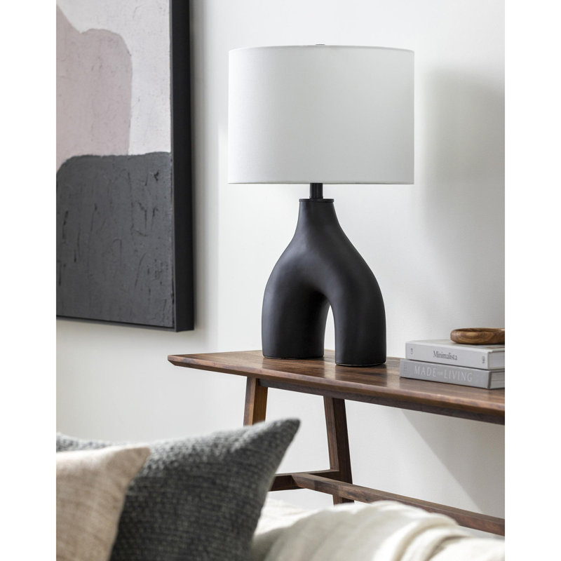 Lampe de table en céramique Arlis, Noir, noir, noir, noir