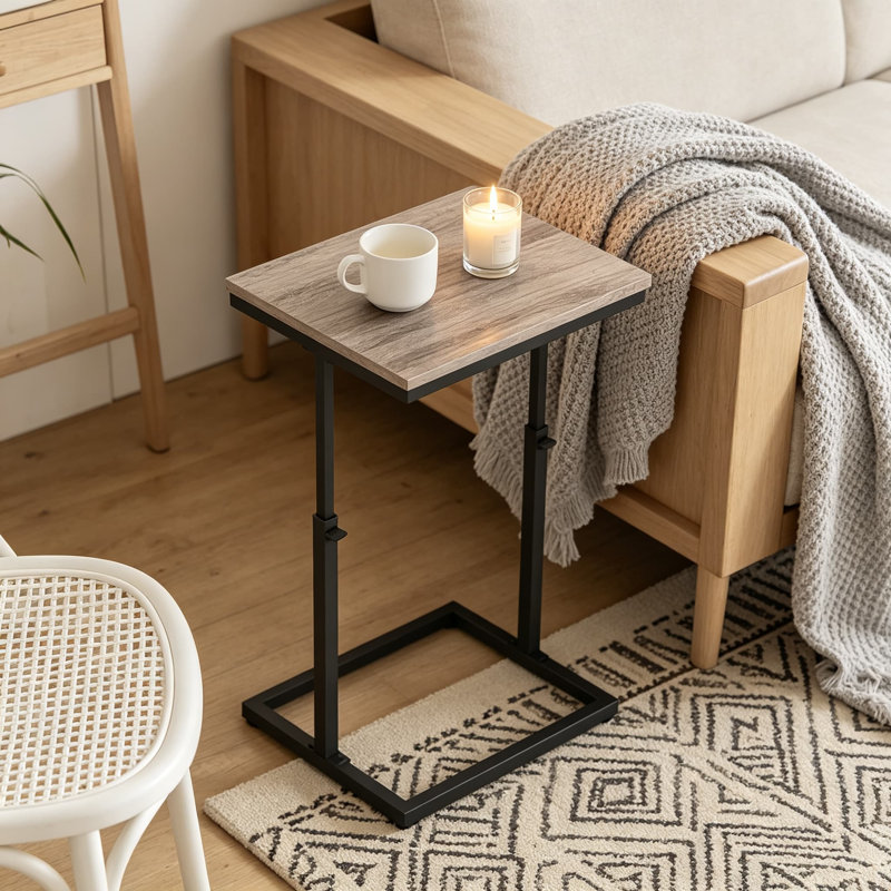 Table d'appoint haute réglable avec accoudoirs, table de bout étroite pour le salon, la chambre à coucher et les petits espaces