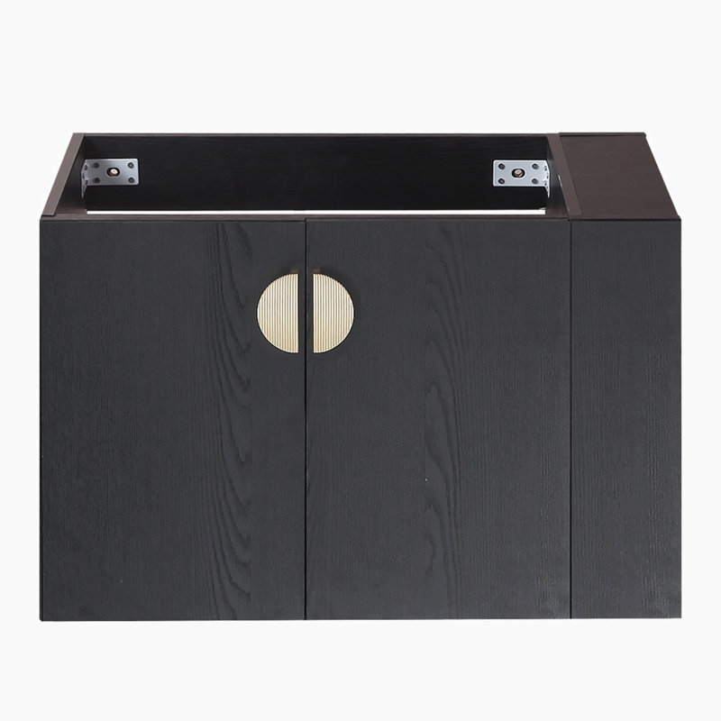 Ensemble de meuble-lavabo mural simple 29,9 po avec plateau en céramique Arvel, Noir