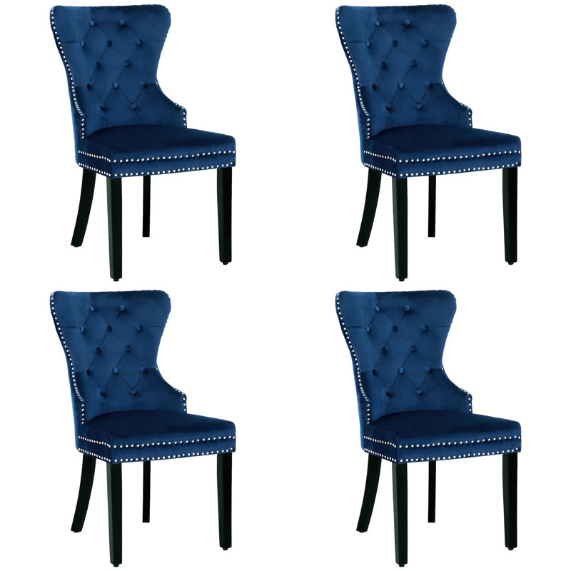 Kirsten 19.75'' H Tufted Velvet Upholstered Side Chair, Blue