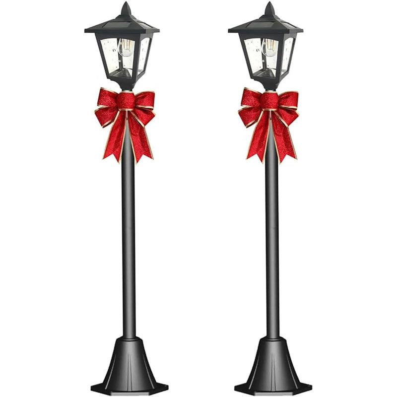 Lampadaire solaire d'extérieur de 2 po, paquet de 2 réverbères à DEL rétro, imperméable, hauteur réglable, du crépuscule à l'aube pour le jardin, l'allée, la cour, le patio