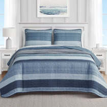 Buy Nautica Grey & Blue Striped Cotton 160 TC King Bedsheet With 2 Pillow  Covers Online at Best Price