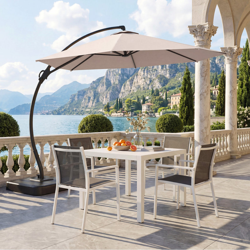 Parasol en porte-à-faux de luxe de 12 pieds avec abat-jour d'extérieur avec protection UV, l 144 po x P 144 po
