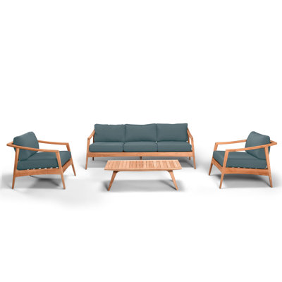 Elswick 4 Piece Teak Sofa Seating Group with Sunbrella Cushions -  Joss & Main, 8A713037CDCD41B6BC3BBB4F2E1CCD4D