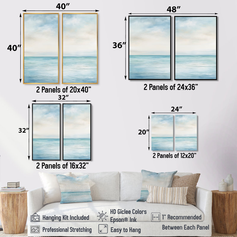 «Ocean Minimalisme» Horizon Charm I - Grand océan, reproduction d'art sur toile, H 32 po x l 32 po, Noir