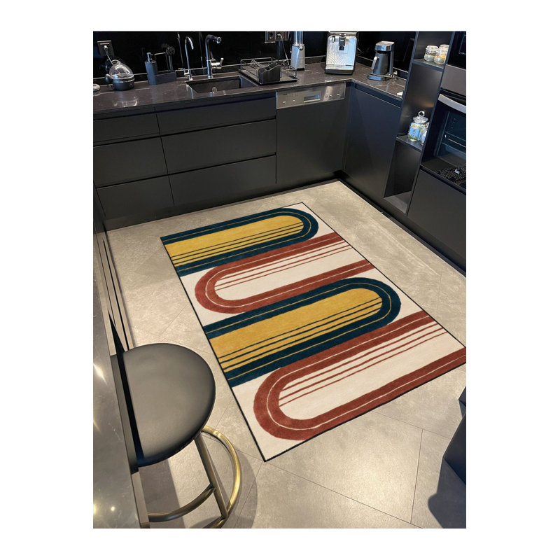 Tapis décoratif rayé multicolore, Tapis de couloir 3 pi 3 po x 9 pi 10 po