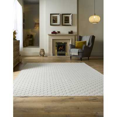 My Mat Sculptured Washable Basketweave Ivory Rug