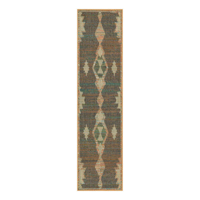 Barnesville Geometric Machine Made Power Loom Polypropylene Indoor / Outdoor Area Rug in Multi/Blue/Brown/Orange/Green