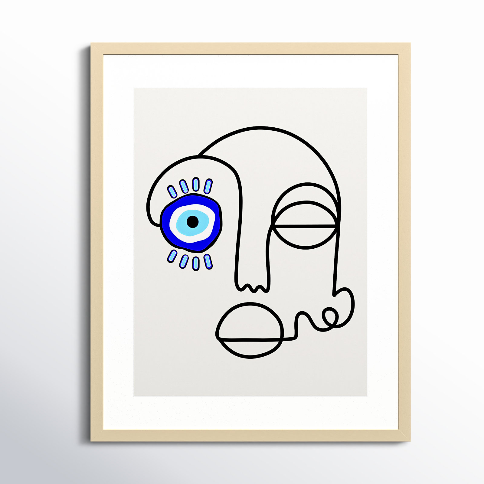 No Evil Allowed by Shatha Al Dafai, 21.38" H x 17.38" W x 0.875" D, Natural