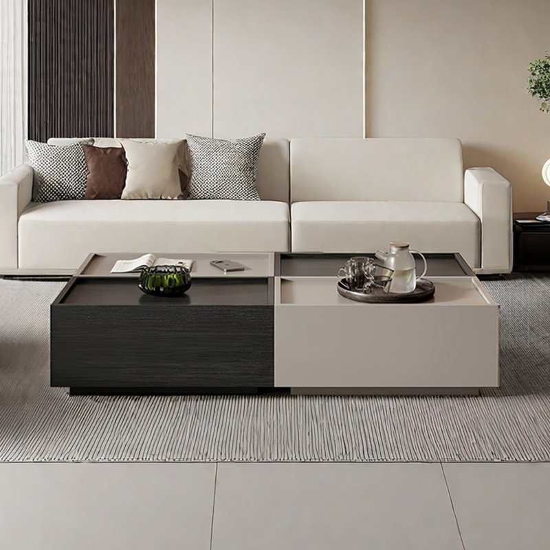 Table basse rectangulaire Creative, H 11 po x L 51,2 po x l 27,6 po, Noir / kaki