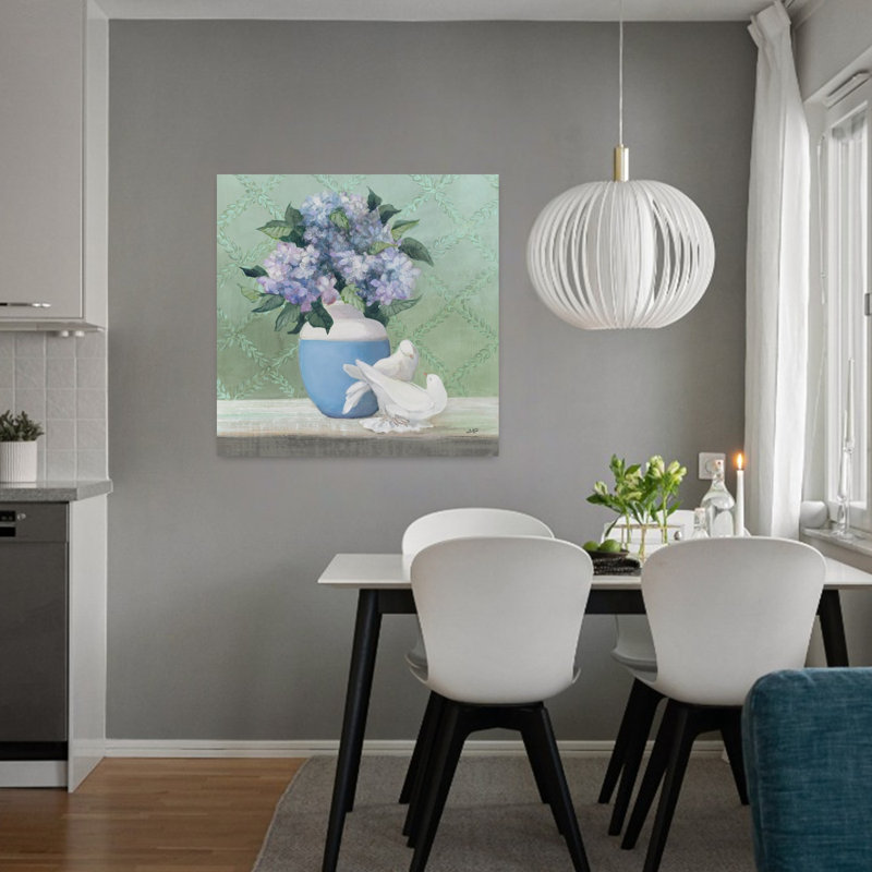Art contemporain d'hortensia enchanté, H 32 po x l 32 po