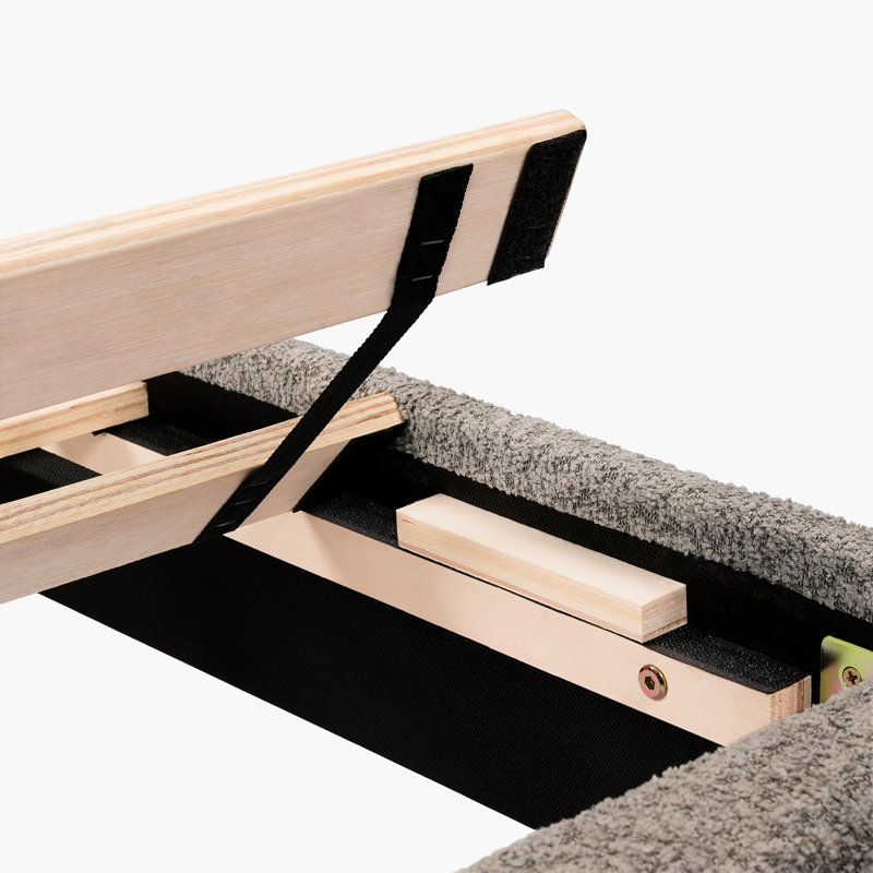 Élégant grand lit plateforme gris - rembourré pour un décor de chambre à coucher élégant et minimaliste
