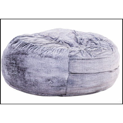 Modern 5-Foot Round Memory Foam Bean Bag With Soft Faux Fur Cover, Purple, For Ultimate Comfort And Style